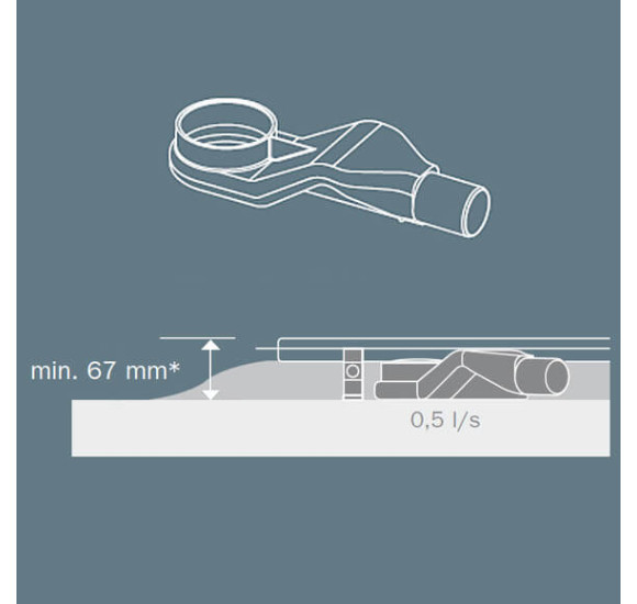 TECEdrainline dušo latako sifonas, DN40 horizontalus (itin žemas)