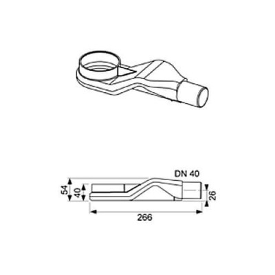 TECEdrainline dušo latako sifonas, DN40 horizontalus (itin žemas)