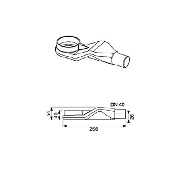 TECEdrainline dušo latako sifonas, DN40 horizontalus (itin žemas)