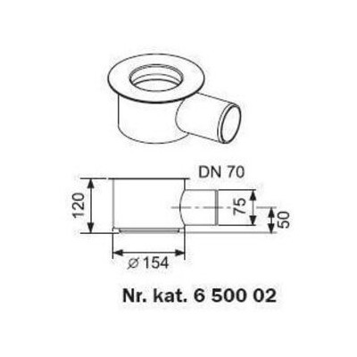 TECEdrailine dušo latako sifonas, DN70 horizontalus