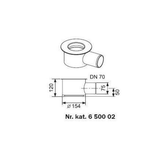 TECEdrailine dušo latako sifonas, DN70 horizontalus