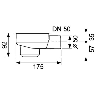 TECEdrainline standartinis dušo latako sifonas, DN50 horizontalus