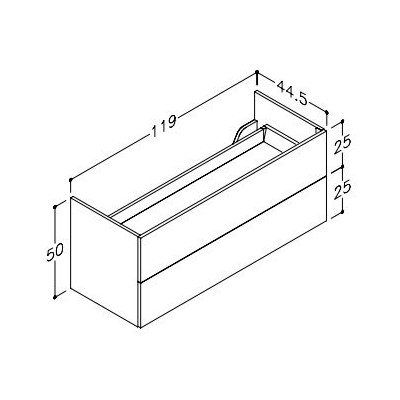 Kamė Gama Vonios spintelė po stalviršiu 120x45x50 (pasirenkamos spalvos)