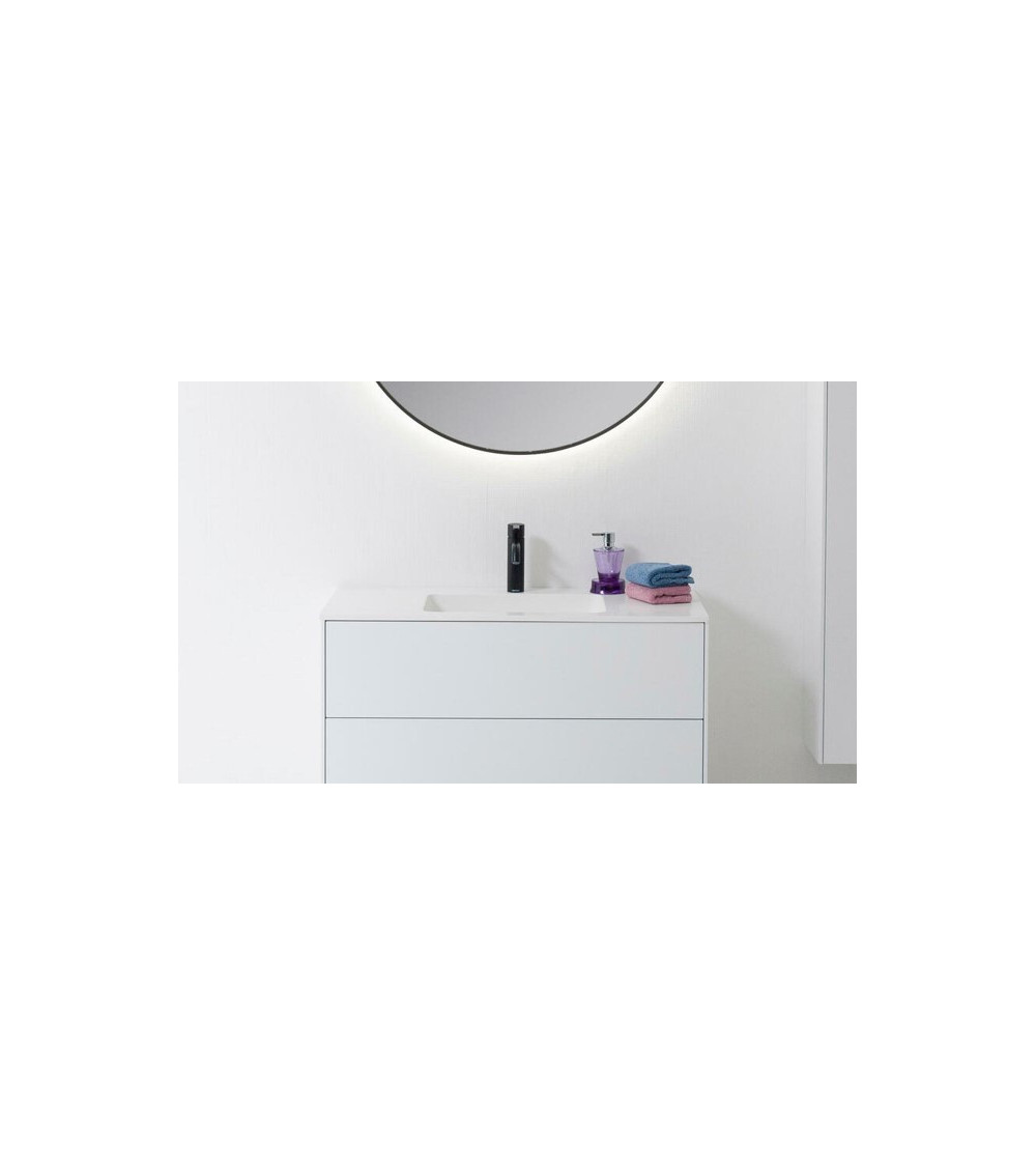 Balteco Xonyx akmens masės stalviršis (80 - 120 cm) su integruotu praustuvu 48x32cm, baltos matinės spalvos