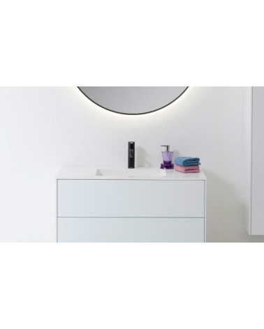 Balteco Xonyx akmens masės stalviršis (80 - 120 cm) su integruotu praustuvu 48x32cm, baltos matinės spalvos