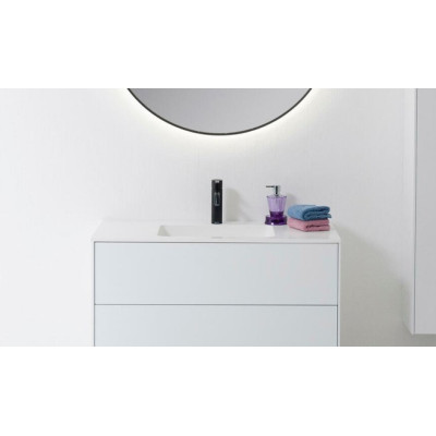 Balteco Xonyx akmens masės stalviršis (80 - 120 cm) su integruotu praustuvu 48x32cm, baltos matinės spalvos