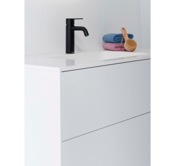 Balteco Xonyx akmens masės stalviršis (80 - 120 cm) su integruotu praustuvu 48x32cm, baltos matinės spalvos