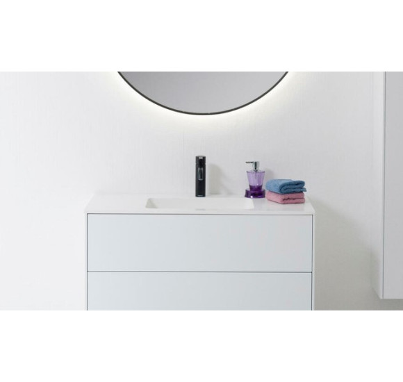 Balteco Xonyx akmens masės stalviršis (80 - 120 cm) su integruotu praustuvu 48x32cm, baltos matinės spalvos