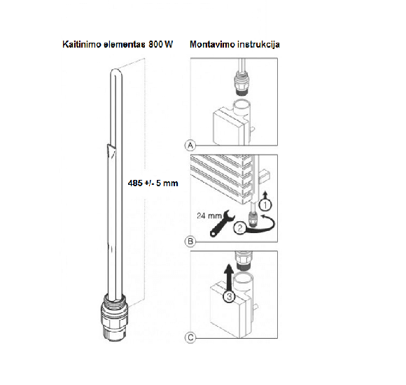 Terma-SPLIT Kaitinimo elementas rankšluosčių džiovintuvams