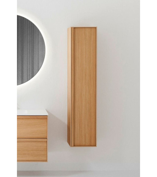 Balteco Carre aukšta šoninė vonios spintelė iš natūralaus ąžuolo lukšto, 35x32x160cm