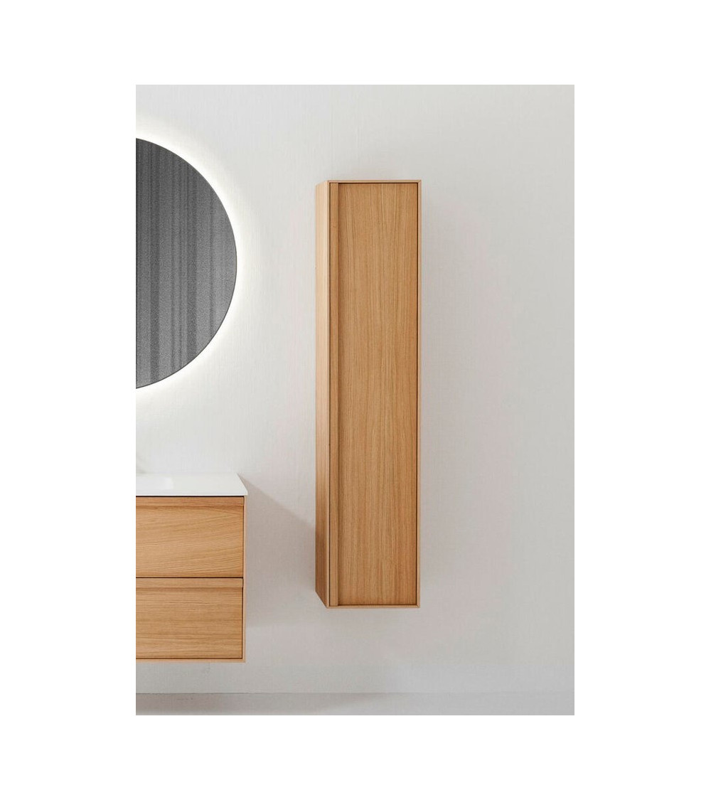 Balteco Carre aukšta šoninė vonios spintelė iš natūralaus ąžuolo lukšto, 35x32x160cm