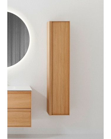 Balteco Carre aukšta šoninė vonios spintelė iš natūralaus ąžuolo lukšto, 35x32x160cm