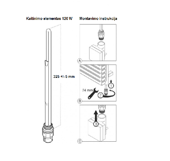 Terma-SPLIT Kaitinimo elementas rankšluosčių džiovintuvams