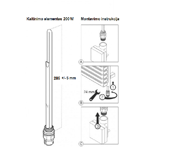 Terma-SPLIT Kaitinimo elementas rankšluosčių džiovintuvams