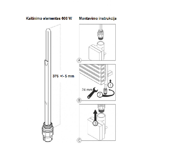 Terma-SPLIT Kaitinimo elementas rankšluosčių džiovintuvams