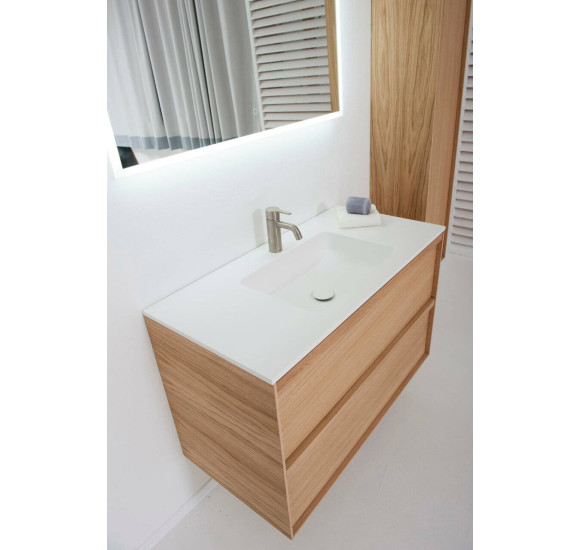 Balteco Carre pakabinama vonios praustuvo spintelė iš natūralaus ąžuolo lukšto, pasirinkite dydį (60-120 cm)