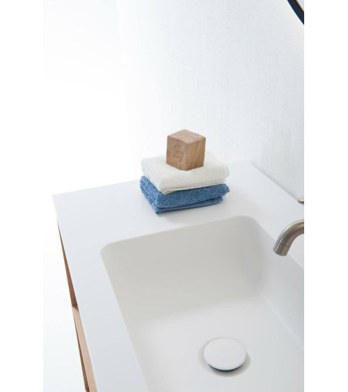 Balteco Xonyx akmens masės stalviršis (60 - 120 cm) su integruotu praustuvu, baltos matinės spalvos