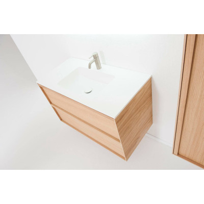 Balteco Xonyx akmens masės stalviršis (60 - 120 cm) su integruotu praustuvu, baltos matinės spalvos