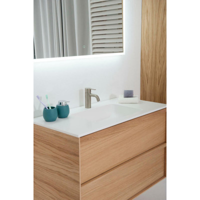 Balteco Xonyx akmens masės stalviršis (60 - 120 cm) su integruotu praustuvu, baltos matinės spalvos