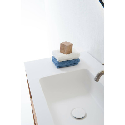 Balteco Xonyx akmens masės stalviršis (60 - 120 cm) su integruotu praustuvu, baltos matinės spalvos