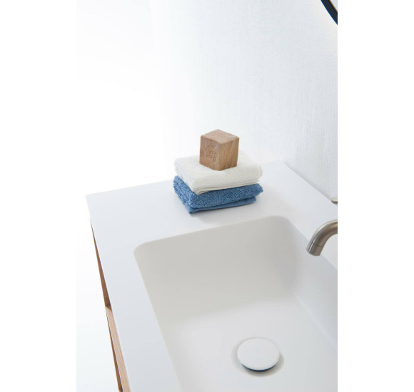 Balteco Xonyx akmens masės stalviršis (60 - 120 cm) su integruotu praustuvu, baltos matinės spalvos