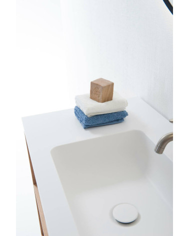 Balteco Xonyx akmens masės stalviršis (60 - 120 cm) su integruotu praustuvu, baltos matinės spalvos