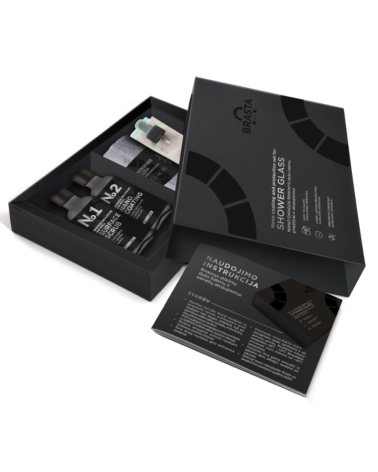 Brasta Glass Nano dangos rinkinys dušo kabinų priežiūrai ir atnaujinimui