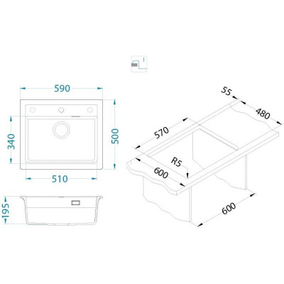 ALVEUS Atrox 30 granitinė plautuvė (Black edition)