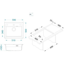ALVEUS Atrox 30 granitinė plautuvė (Black edition)