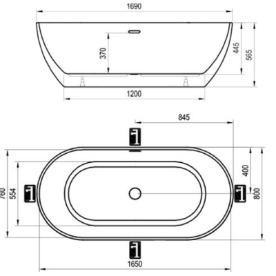 Ravak Freedom O 169x80 cm, laisvai pastatoma vonia, akrilas