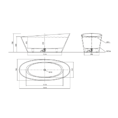 Akmens masės vonia Aura Carmenta, balta