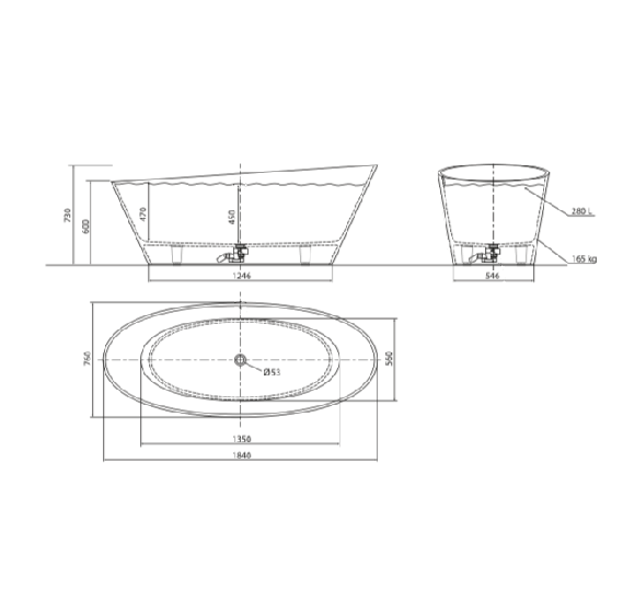 Akmens masės vonia Aura Carmenta, balta