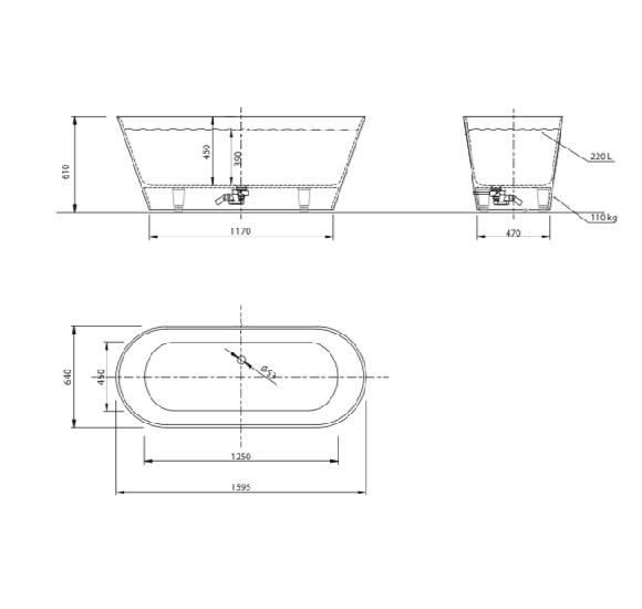 Akmens masės vonia Aura Selene, balta