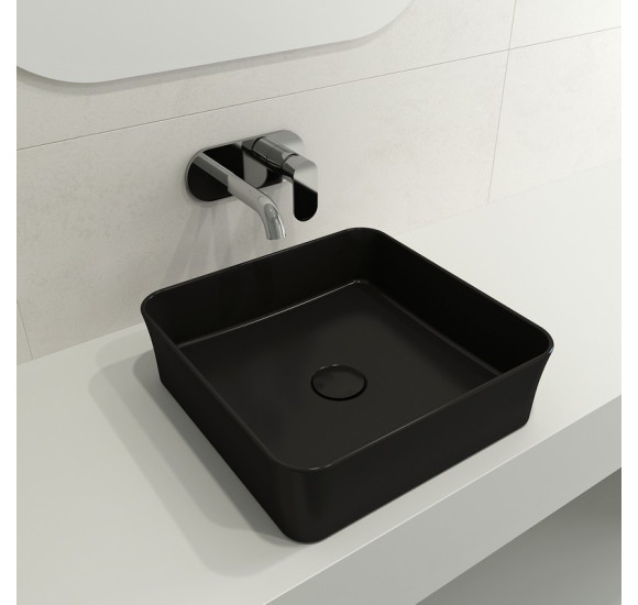 Bocchi Sottile Pastatomas praustuvas 38x38cm, juodos matinės spalvos