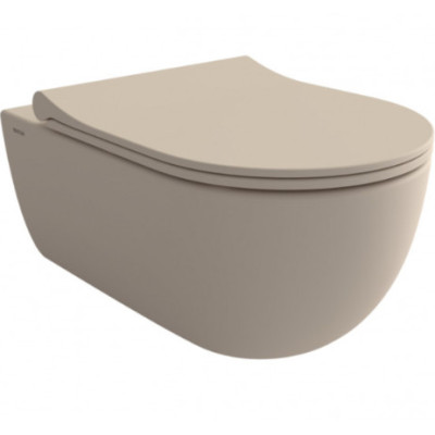 Bocchi V-Tondo pakabinamas klozetas "Rimless" su "Soft close" dangčiu, jazminų matinės spalvos