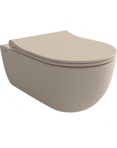 Bocchi V-Tondo pakabinamas klozetas "Rimless" su "Soft close" dangčiu, jazminų matinės spalvos