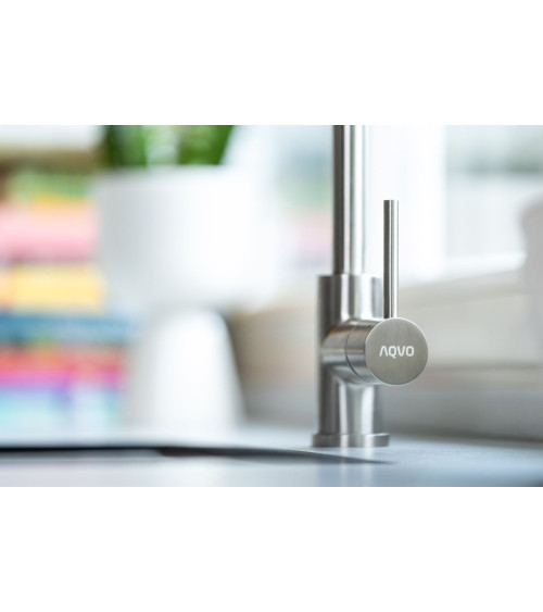 AQVO Galve nerūdijančio plieno maišytuvas plautuvei su ištraukiamu dušeliu