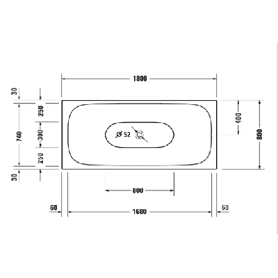 Duravit Xviu laisvai pastatoma vonia su specialiu rėmu 1800x800