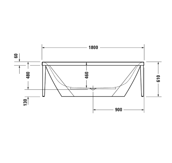 Duravit Xviu laisvai pastatoma vonia su specialiu rėmu 1800x800