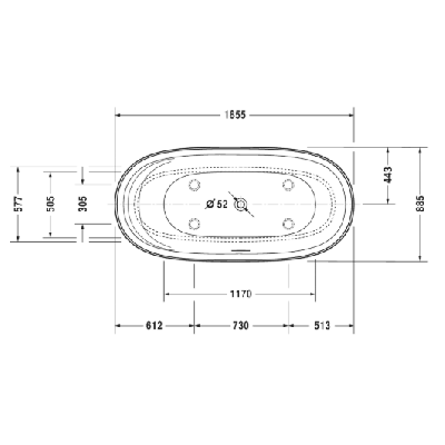 Duravit Cape Cod laisvai pastatoma vonia DuraSolid® 1855x885