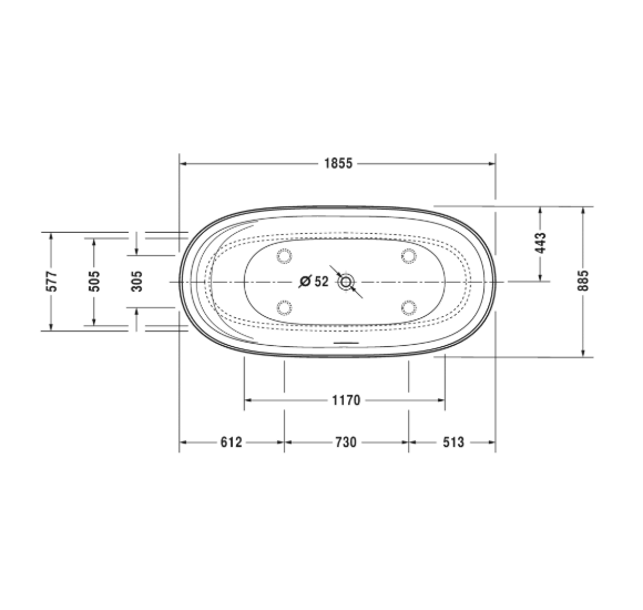 Duravit Cape Cod laisvai pastatoma vonia DuraSolid® 1855x885