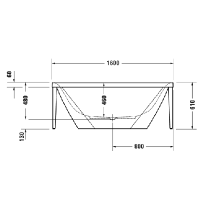 Duravit Xviu laisvai pastatoma vonia su specialiu rėmu 1600x800