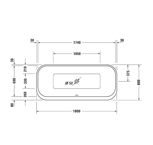 Duravit Happy D.2 laisvai pastatoma vonia su apdaila1800x800