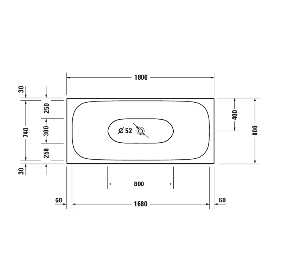 Duravit Xviu laisvai pastatoma vonia su specialiu juodu rėmu 1800x800