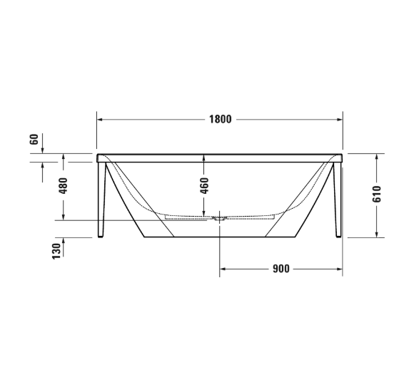 Duravit Xviu laisvai pastatoma vonia su specialiu juodu rėmu 1800x800