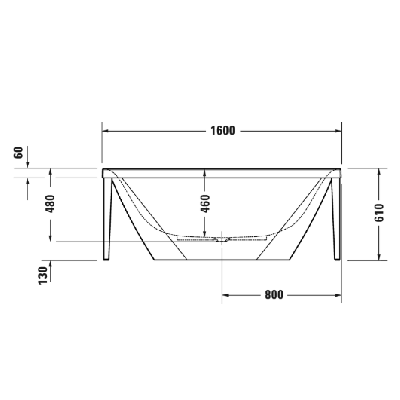 Duravit Xviu laisvai pastatoma vonia su specialiu juodu rėmu 1600x800