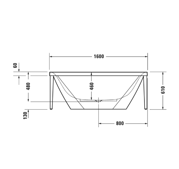 Duravit Xviu laisvai pastatoma vonia su specialiu juodu rėmu 1600x800