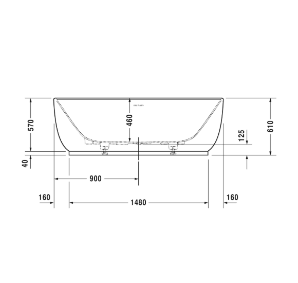 Duravit Luv laisvai pastatoma vonia DuraSolid® 1800x850