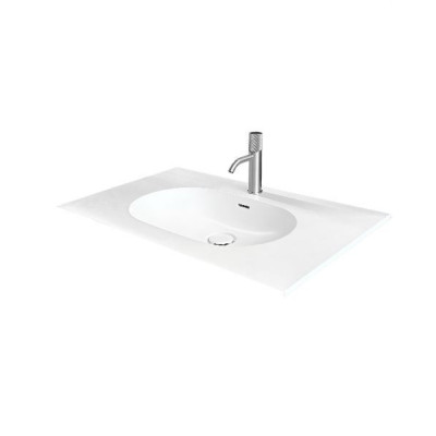 Balteco Xonyx akmens masės stalviršis (805x500mm) su integruotu praustuvu, baltas matinis