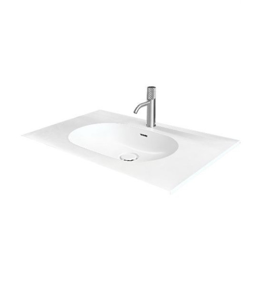 Balteco Xonyx akmens masės stalviršis (805x500mm) su integruotu praustuvu, baltas matinis